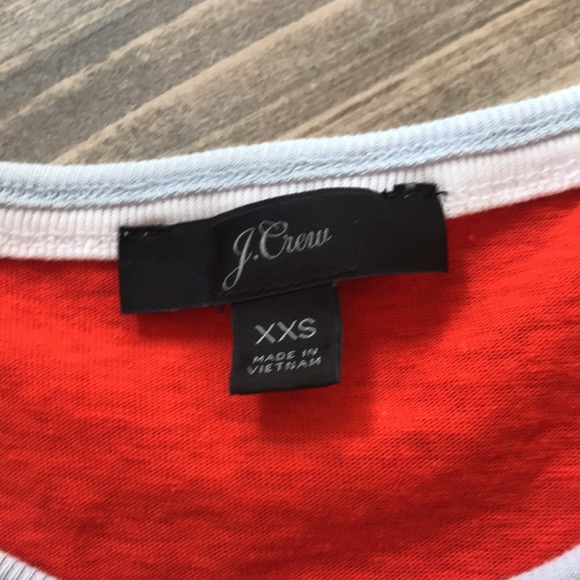 J. Crew XXS orange with white trim tee - Picture 3 of 5